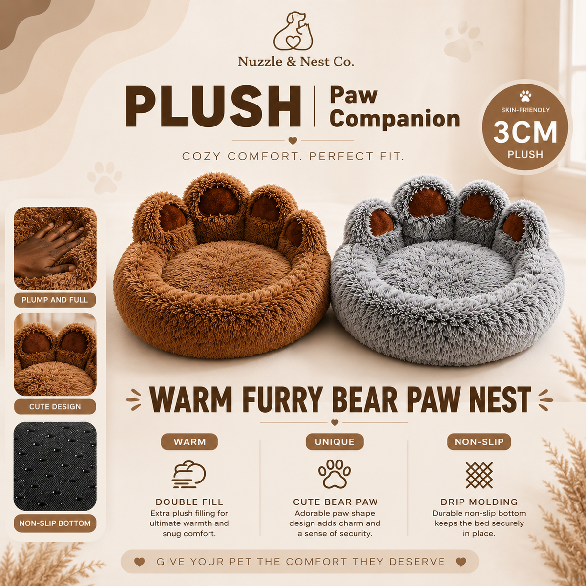 Cosy Paw Plush Bed